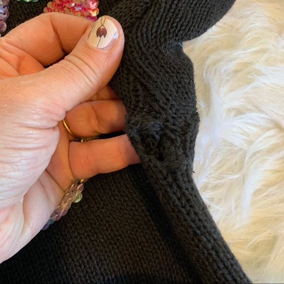 Kithie Lee sequins black sweater vintage size L - Picture 9 of 9